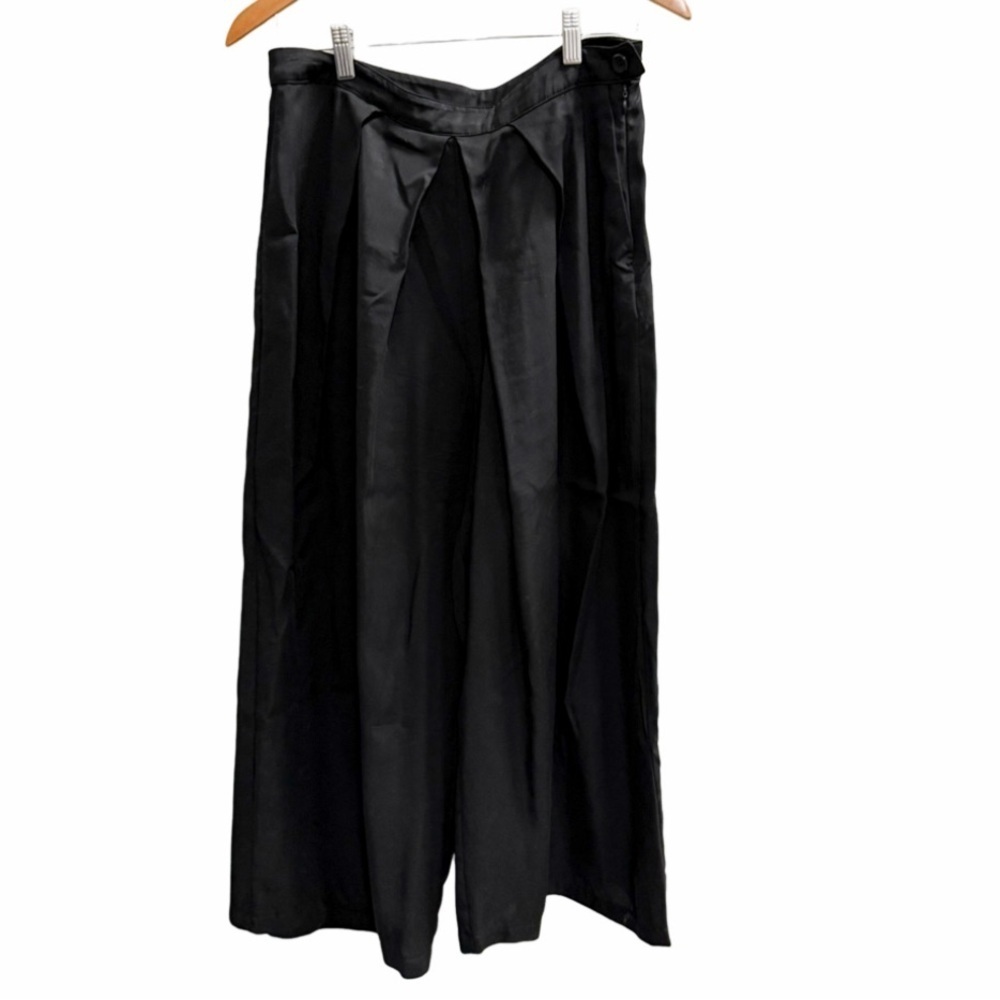 AMADI Pleated Palazzo Trouser Pants Wide Leg Black Size Medium